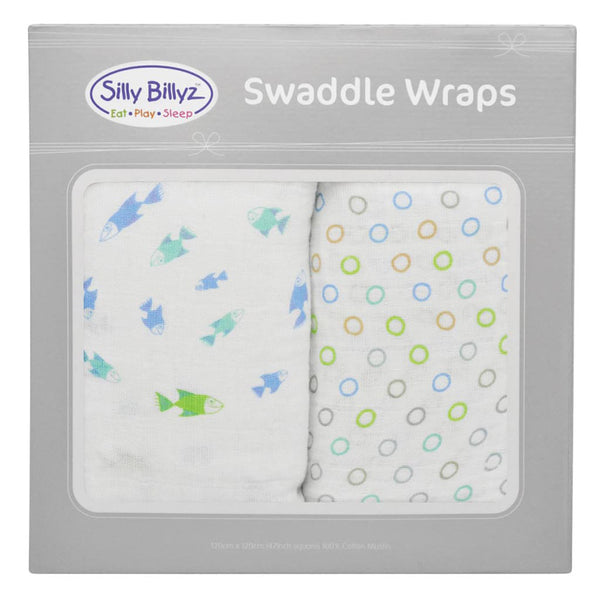 Silly Billyz Muslin Galapagos Swaddle Wrap 2pk