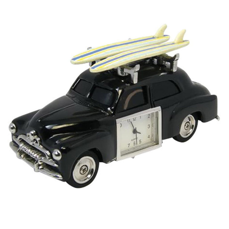 Retro Surf Car with Boards Clock (Black)