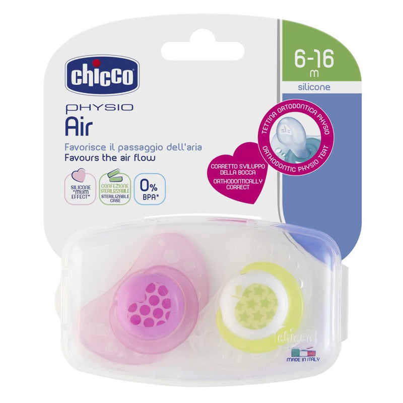 Chicco Physio Air Silicone Soother 6-16 Mos 2pk