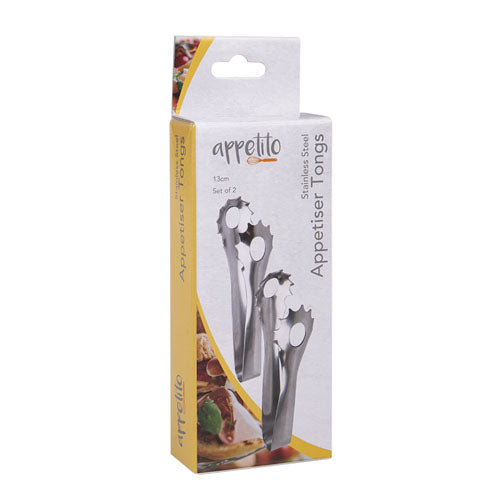 Appetito Stainless Steel Appetiser Tongs 13cm (Set of 2)