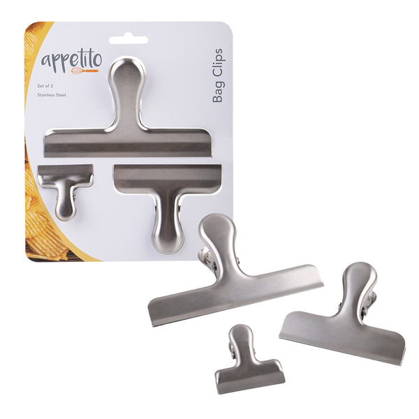 Appetito Stainless Steel Bag Clips (Set of 3)