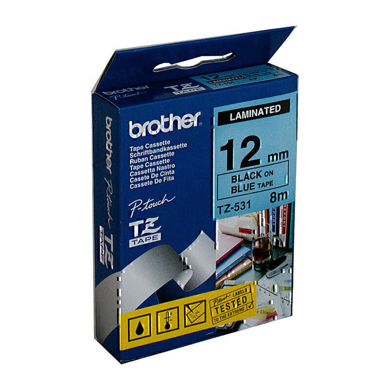 Brother Laminated Black on Blue Labelling Tape