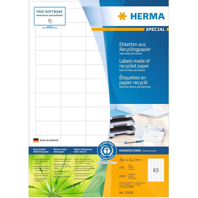 Herma Recycled Paper Labels A4 100pc (White)