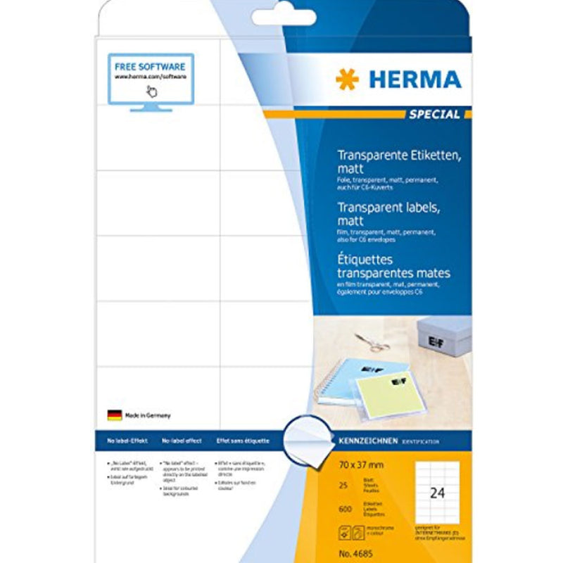 Herma Transparent Matte Labels A4 25pc