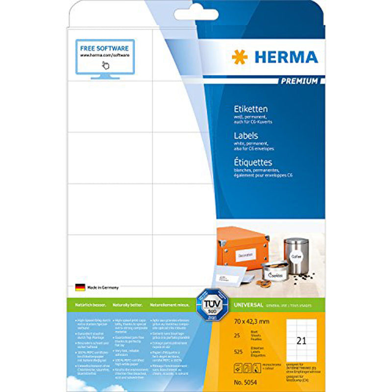 Herma Premium Labels A4 70mm 25pc