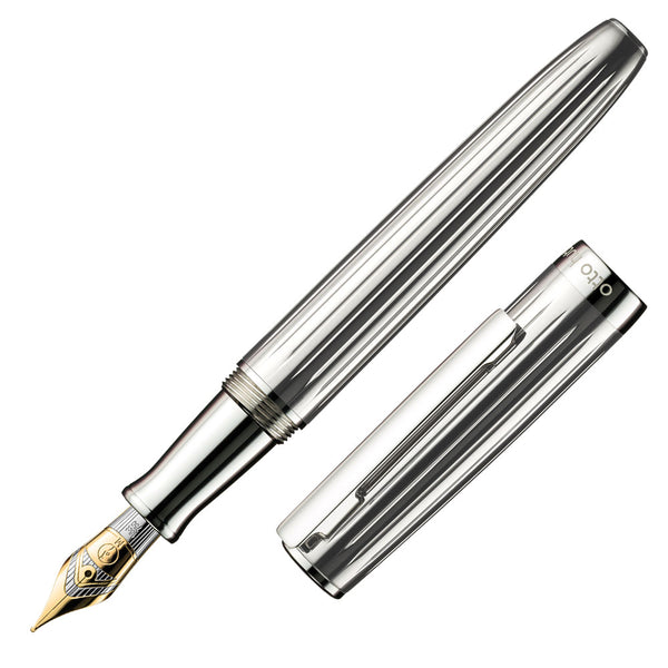 Otto Hutt D7 Gold Nib Pinstripe Fountain Pen (Silver)