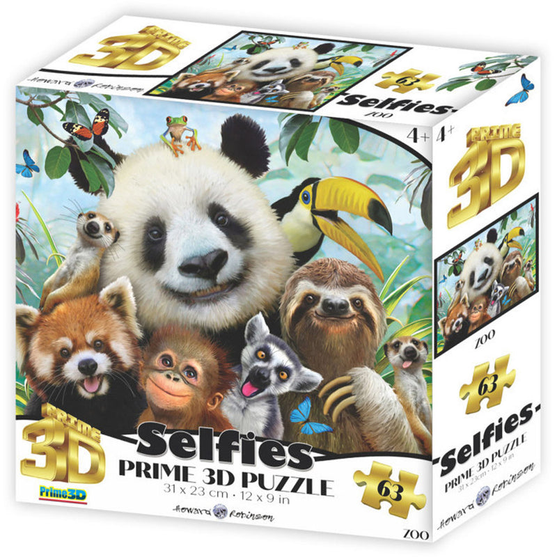 Prime3D Zoo Selfie 63-Piece 3D Puzzle