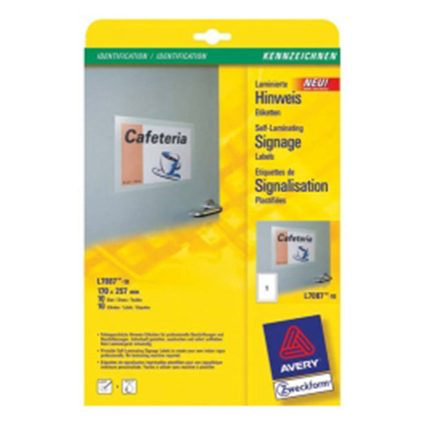 Avery Self-Laminating Adhesive Signage Label 10s (170x257mm)