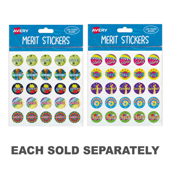 Avery Captions Merit Stickers 300pcs