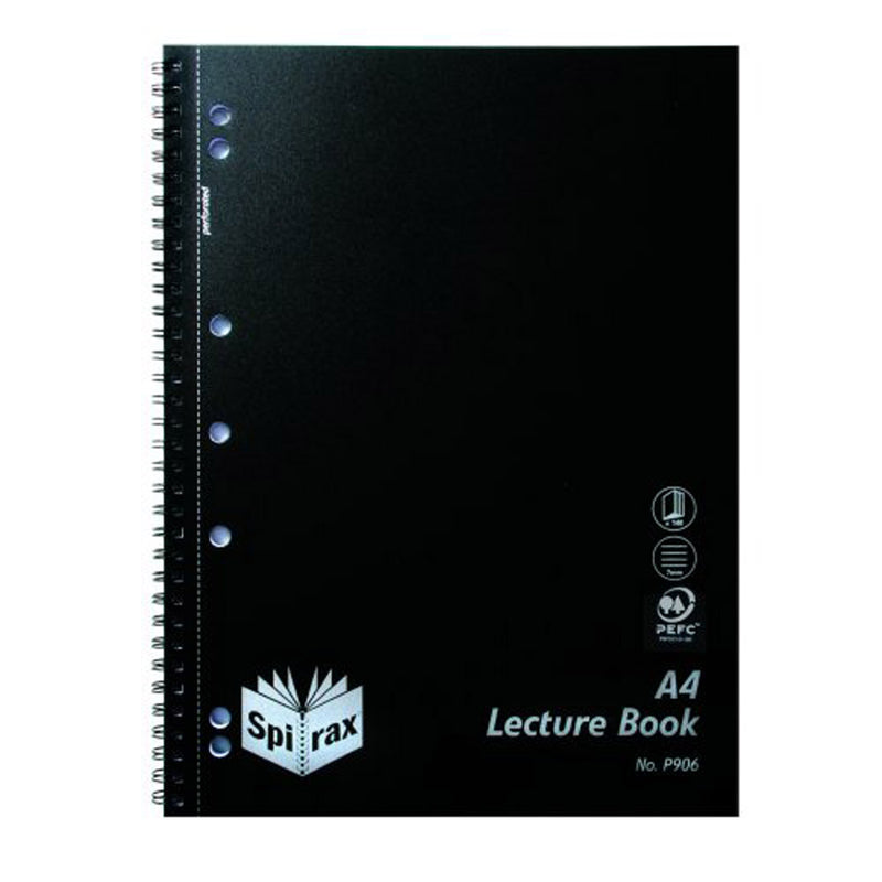 Spirax A4 140pg Lecture Book 10pk (Black)