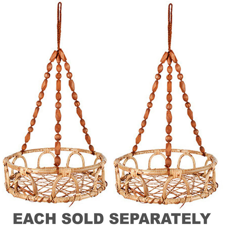 Luna Rattan and Bead Hanging Basket Pot