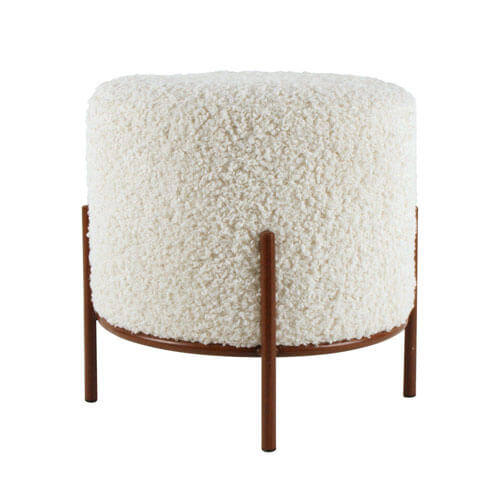 June Faux Sherpa Stool Dusty (41x38x38cm)