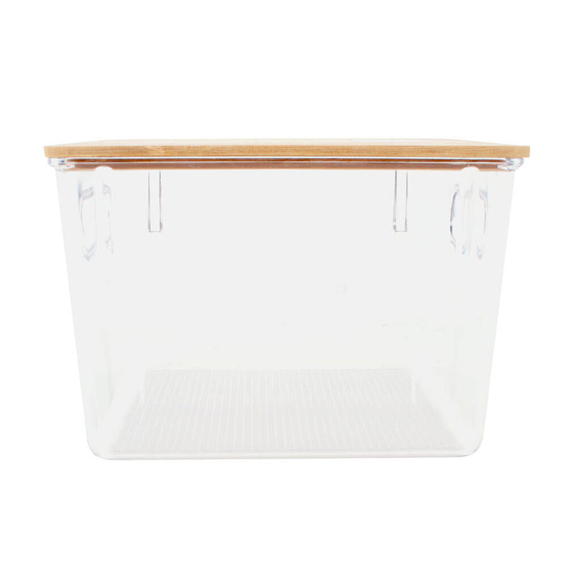 Storage Basket with Bamboo Lid (Clear)