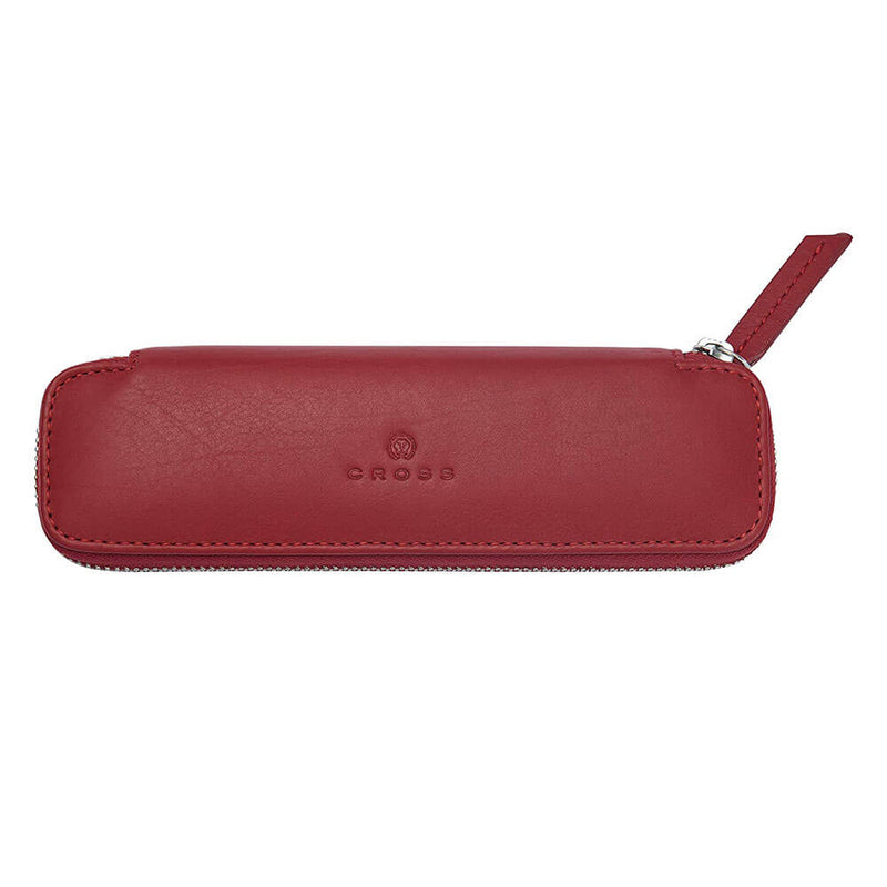 Cross Leather Double Zip Close Pen Pouch