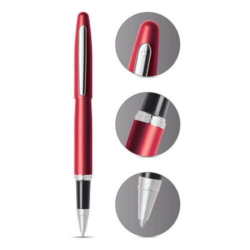 VFM Excessive Red Rollerball Pen w/ Nickel Plate Trim