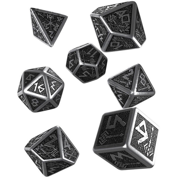 Q Workshop Dwarven Metal & Black Dice Set of 7