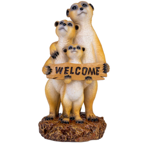 Meerkat Family with Welcome sign