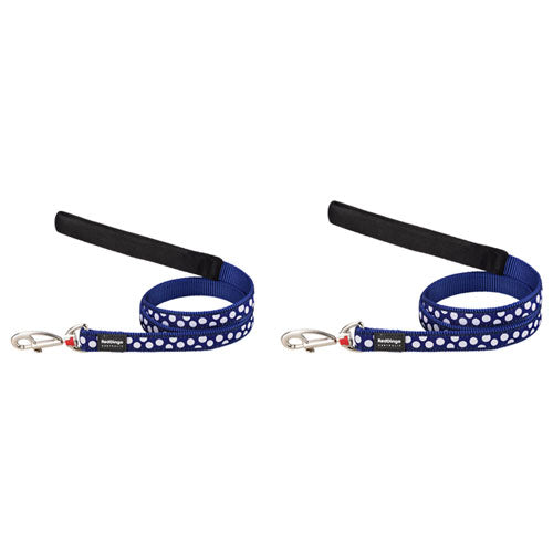 Dog Lead with White Spots on Navy