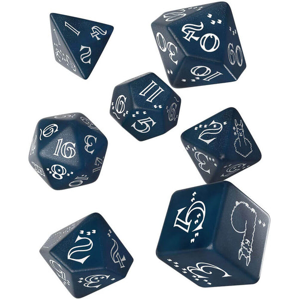 Shimmering Llama Dice Set (Blue & White)