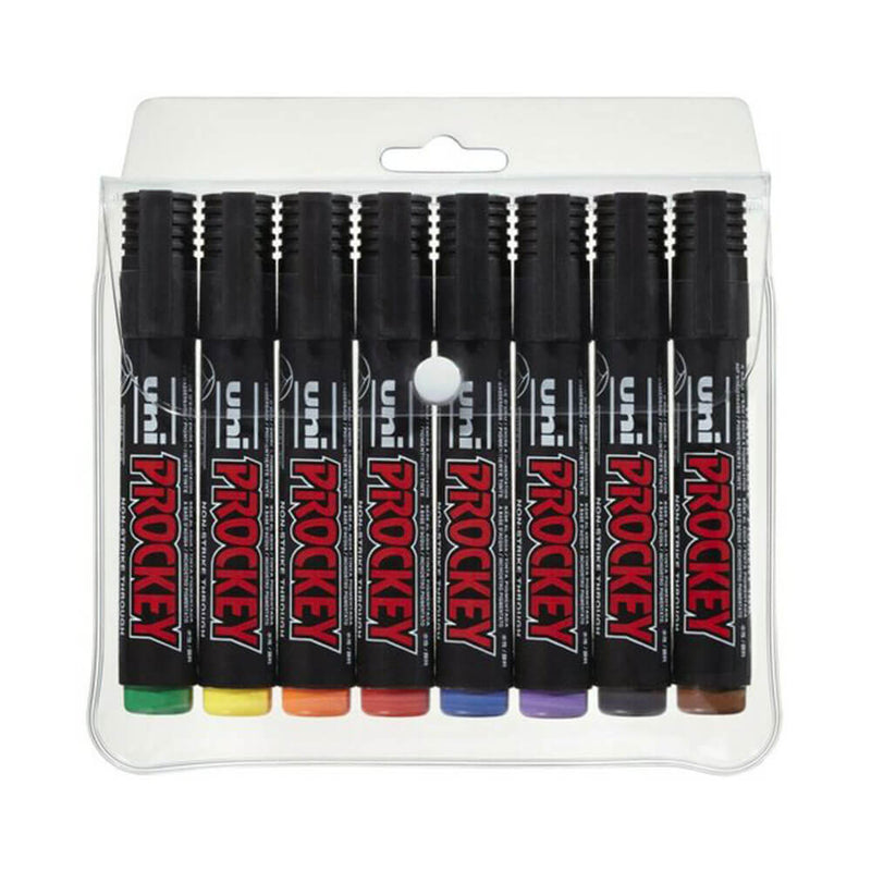 Uni Prockey Permanent Marker Assorted (Wallet of 8)