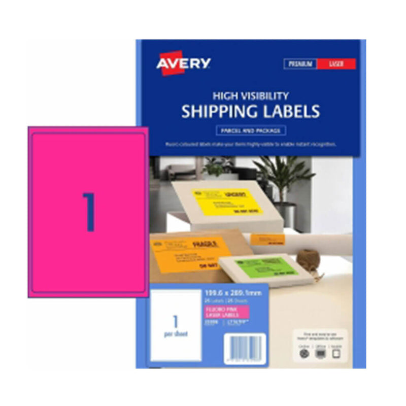 Avery High Visibility Shipping Label 25pk 1/sheet