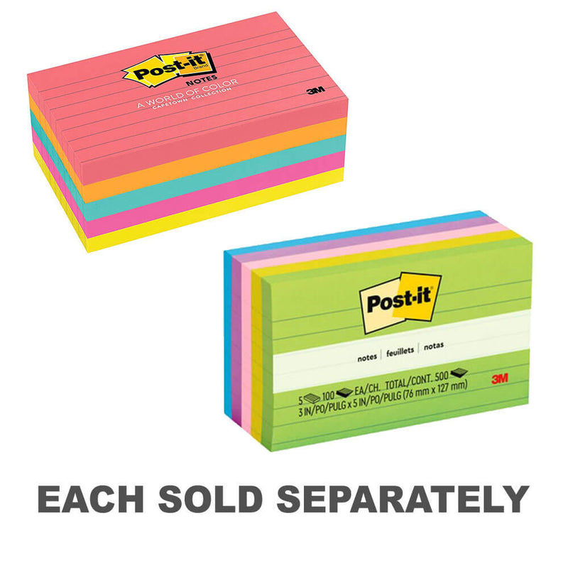 Post-it Notes Lined Assorted 73x123mm (5pk)