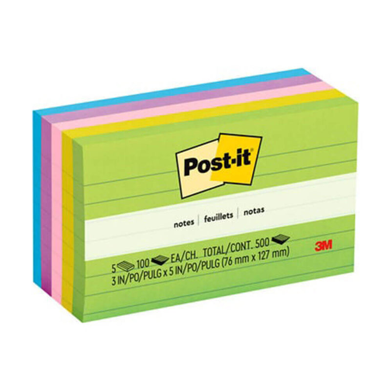 Post-it Notes Lined Assorted 73x123mm (5pk)