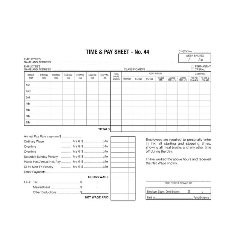 Zions Hotel Time Sheet