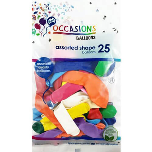 Alpen Balloons 25pk (Assorted Shapes & Colours)