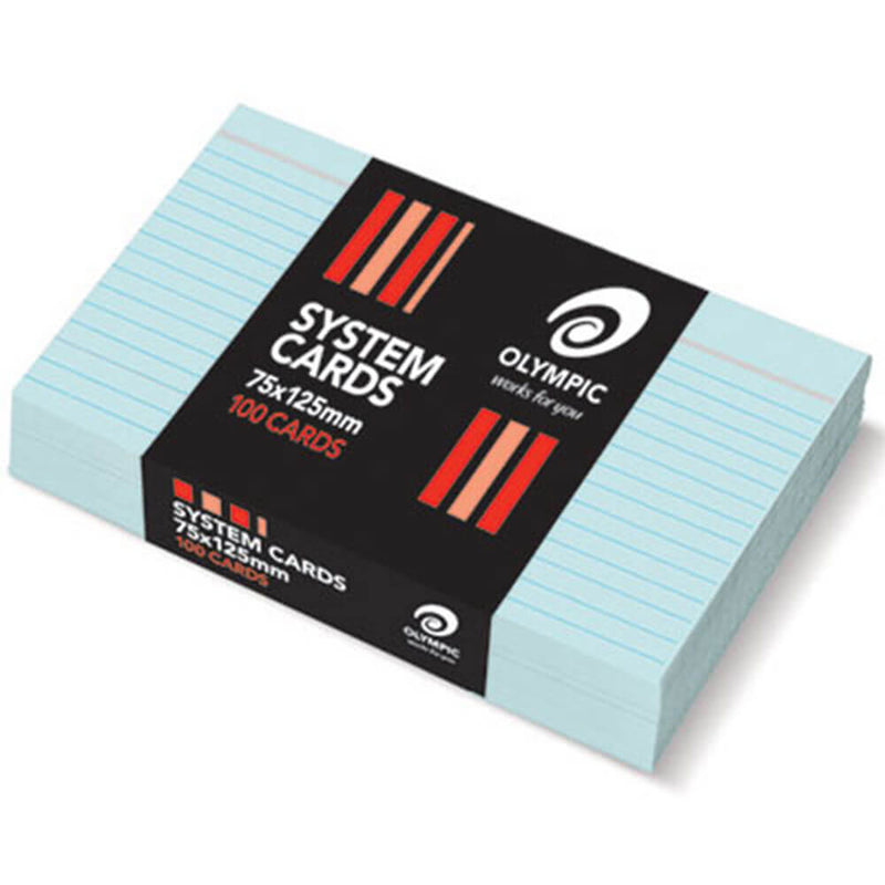 Olympic Ruled System Cards 75x125mm (100pk)