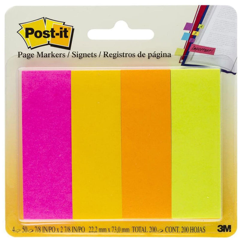 Post-it Page Markers 200 Sheets 22x73mm (4 Colours)