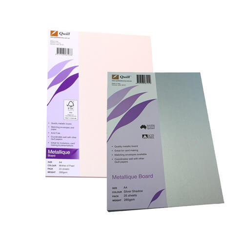 Quill A4 Metallique Board 285gsm (Pack of 25)